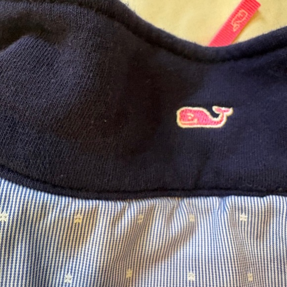 Vineyard Vines Womens Pullover Sweatshirt XL Navy Blue Pink Whale Quarter Zip - Picture 4 of 8